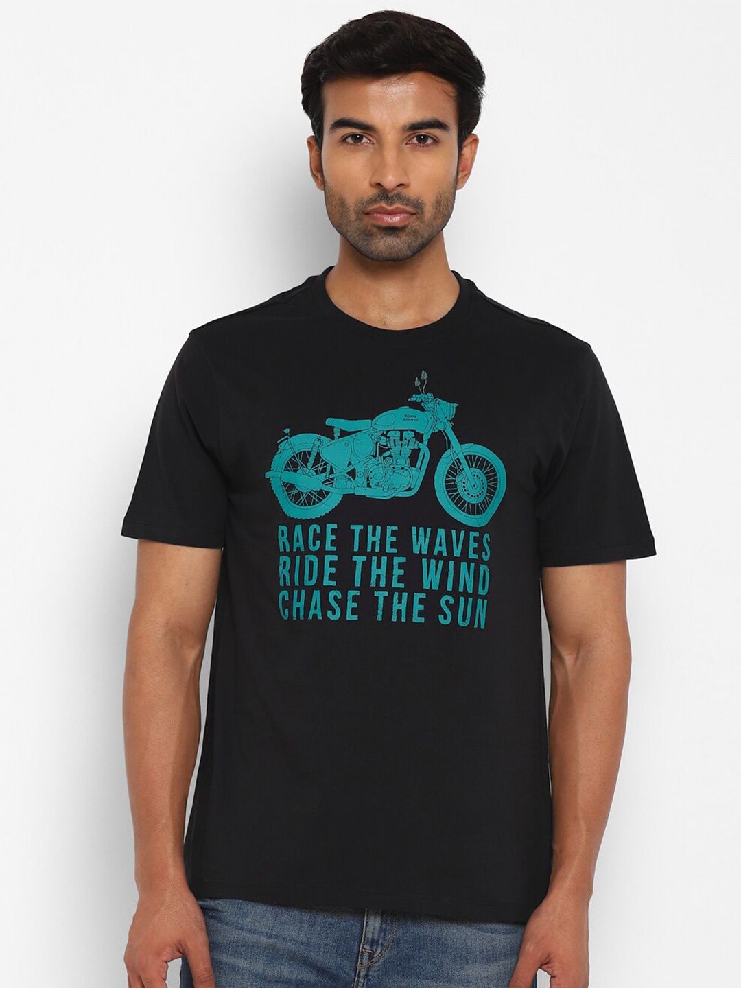 

Royal Enfield Graphic Printed Pure Cotton T-Shirt, Black