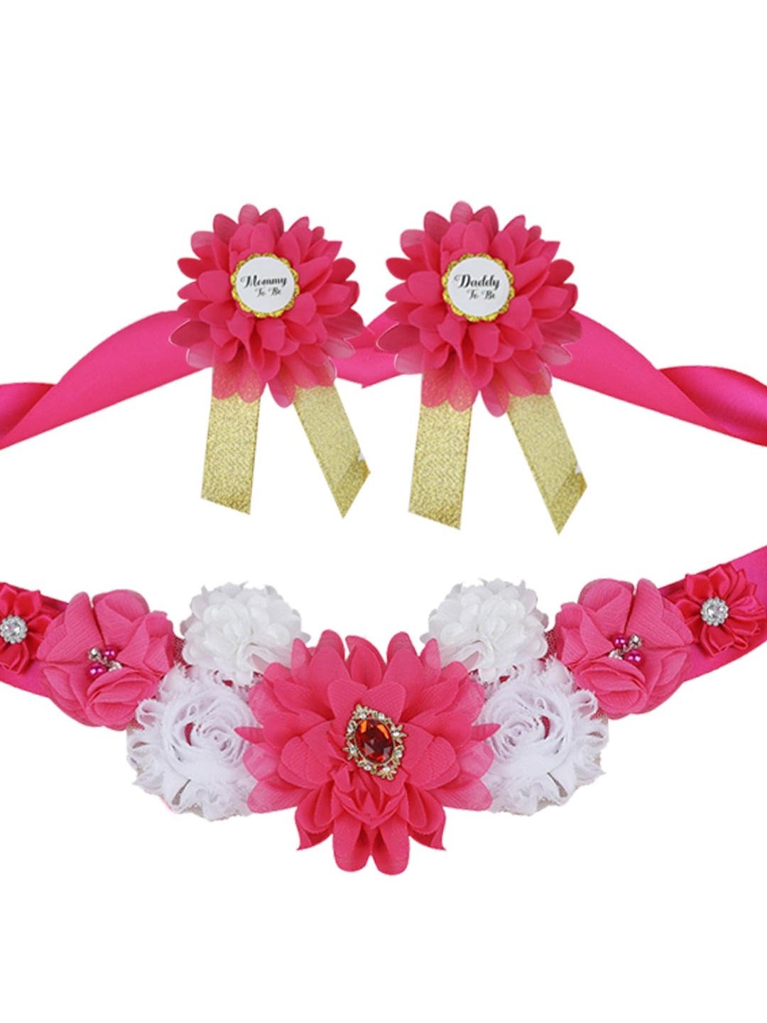 

Babymoon Baby Shower Belt With 2 Badges Photoshoot Props, Pink