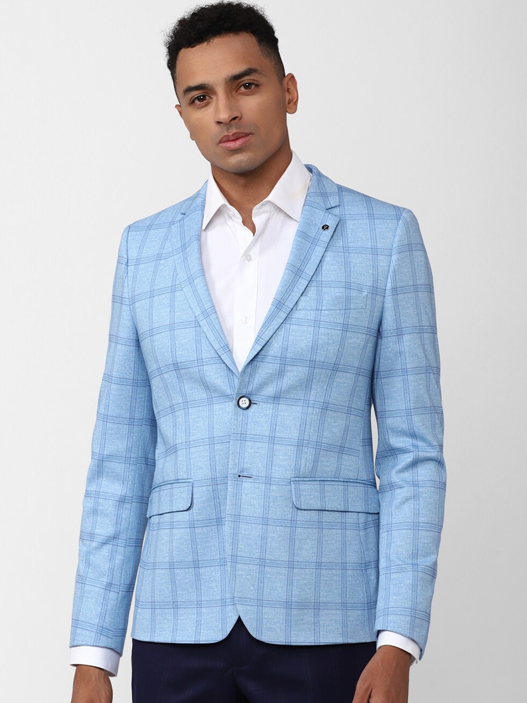 

Van Heusen Checked Single-Breasted Blazers, Blue
