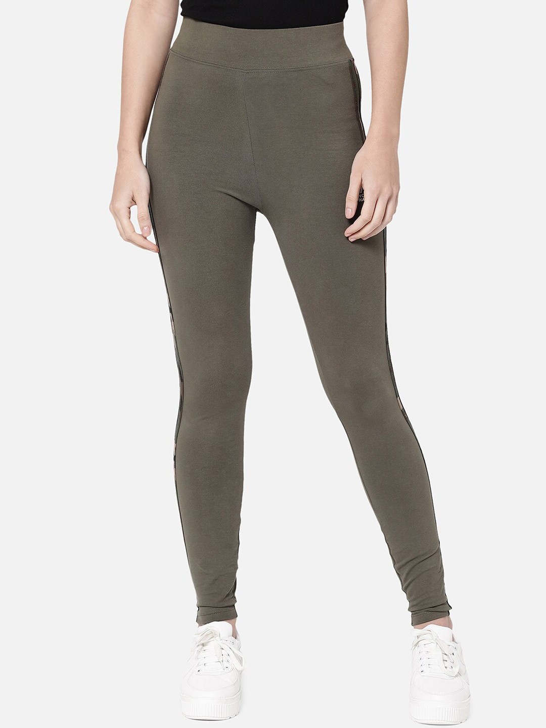 

R&B Cotton Ankle-Length Leggings, Olive