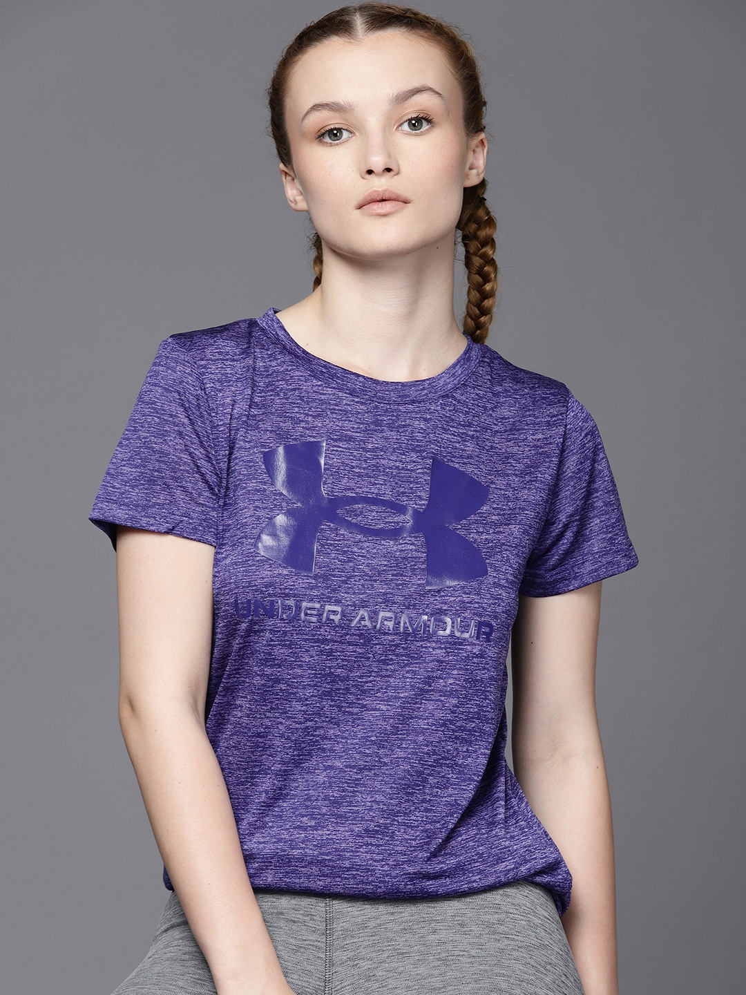 

UNDER ARMOUR Women Brand Logo Printed T-shirt, Violet