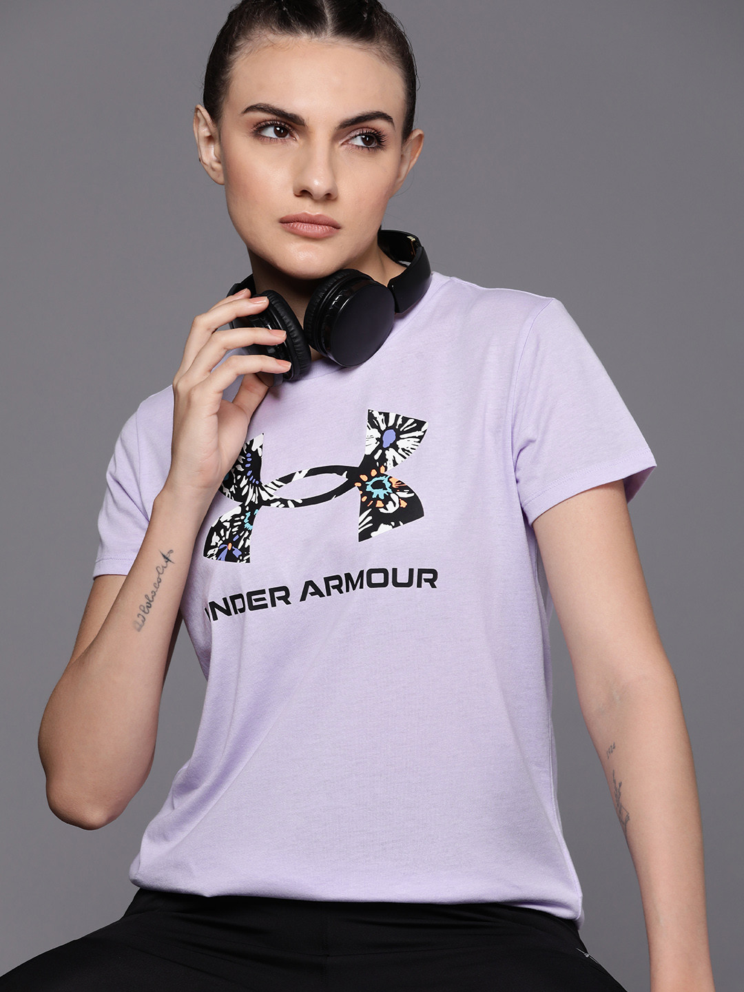 

UNDER ARMOUR Brand Logo Printed Loose T-shirt, Purple