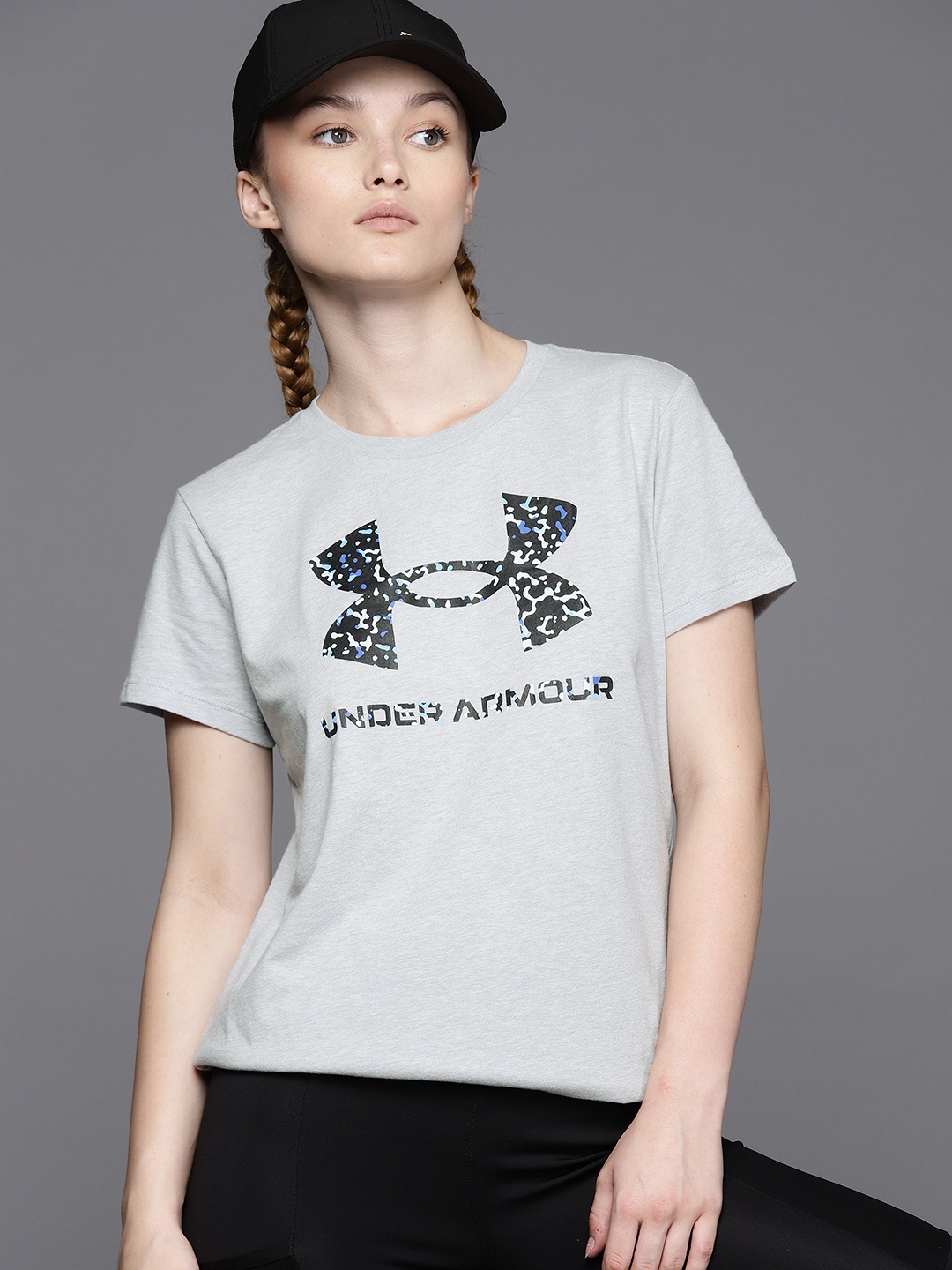 

UNDER ARMOUR Women Brand Logo Printed T-shirt, Grey