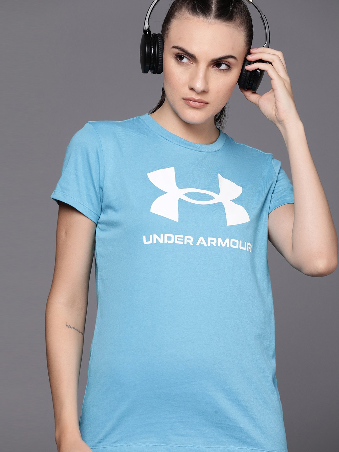 

UNDER ARMOUR Brand Logo Printed Loose Training Sportstyle T-shirt, Blue