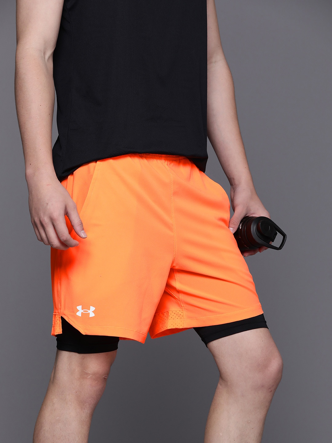 

UNDER ARMOUR Men Vanish Woven 2-In-1 Training Or Gym Sports Shorts, Orange