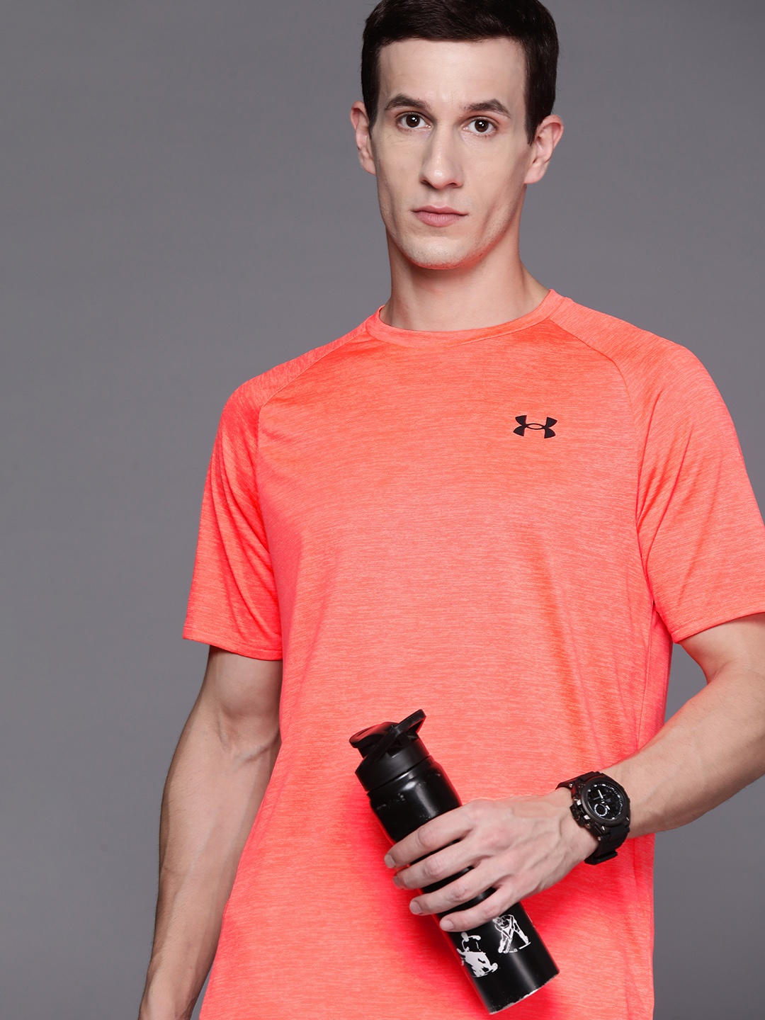 

UNDER ARMOUR Brand Logo Printed Detail Loose Fit Tech 2.0 Training T-shirt, Orange