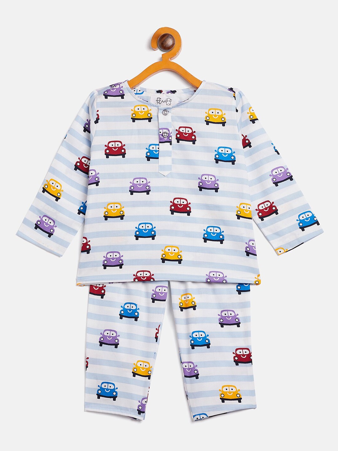 

JWAAQ Infant Kids Graphic Printed Pure Cotton Night Suit, White
