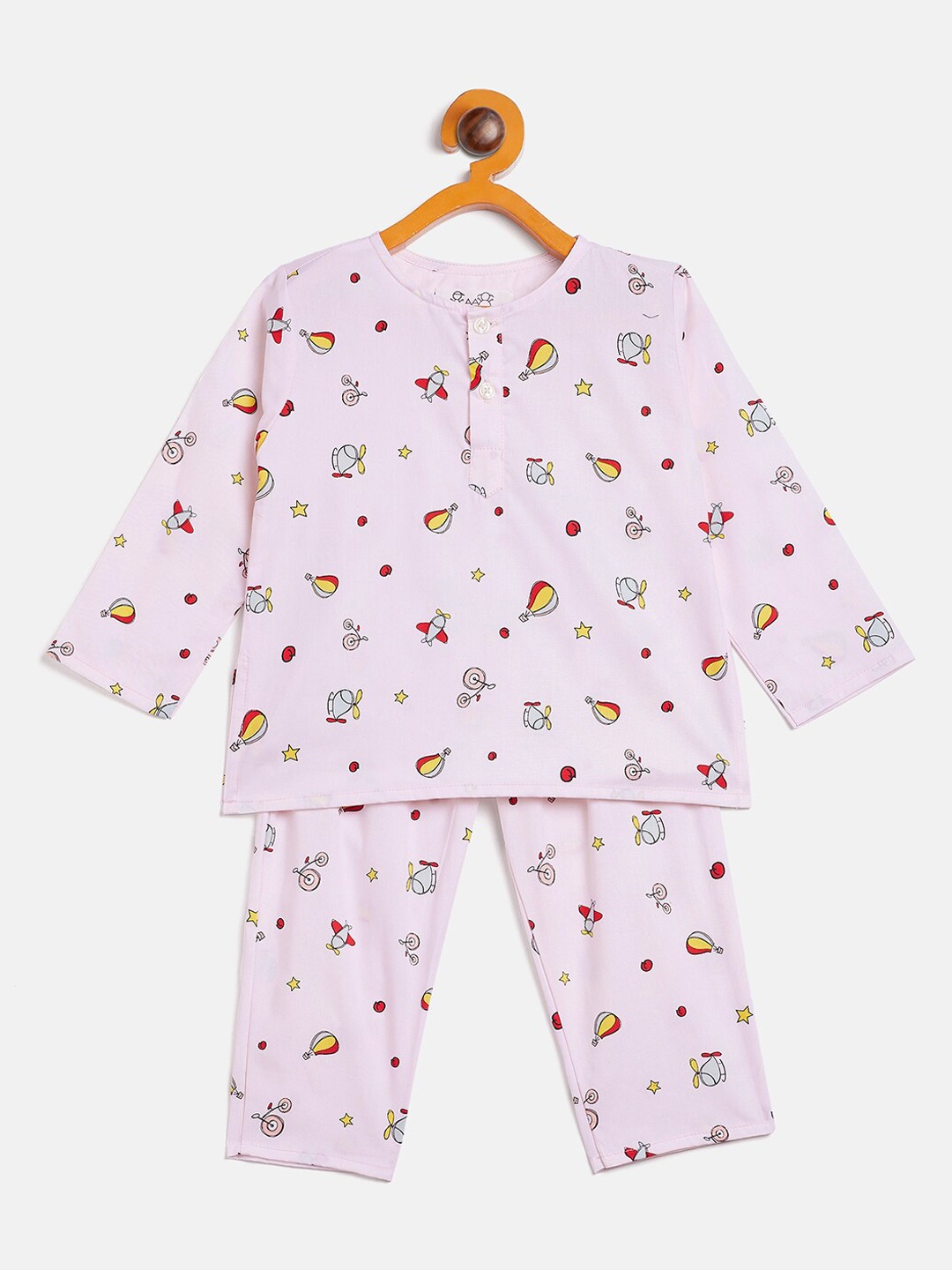 

JWAAQ Kids Printed Night suit, Pink