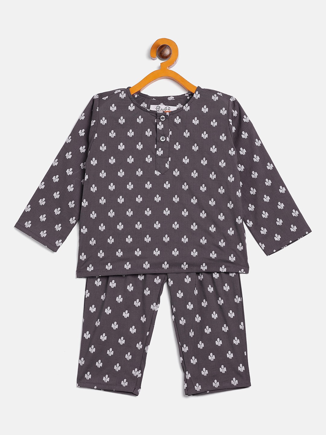 

JWAAQ Infants Kids Conversational Printed Pure Cotton Night suit, Grey