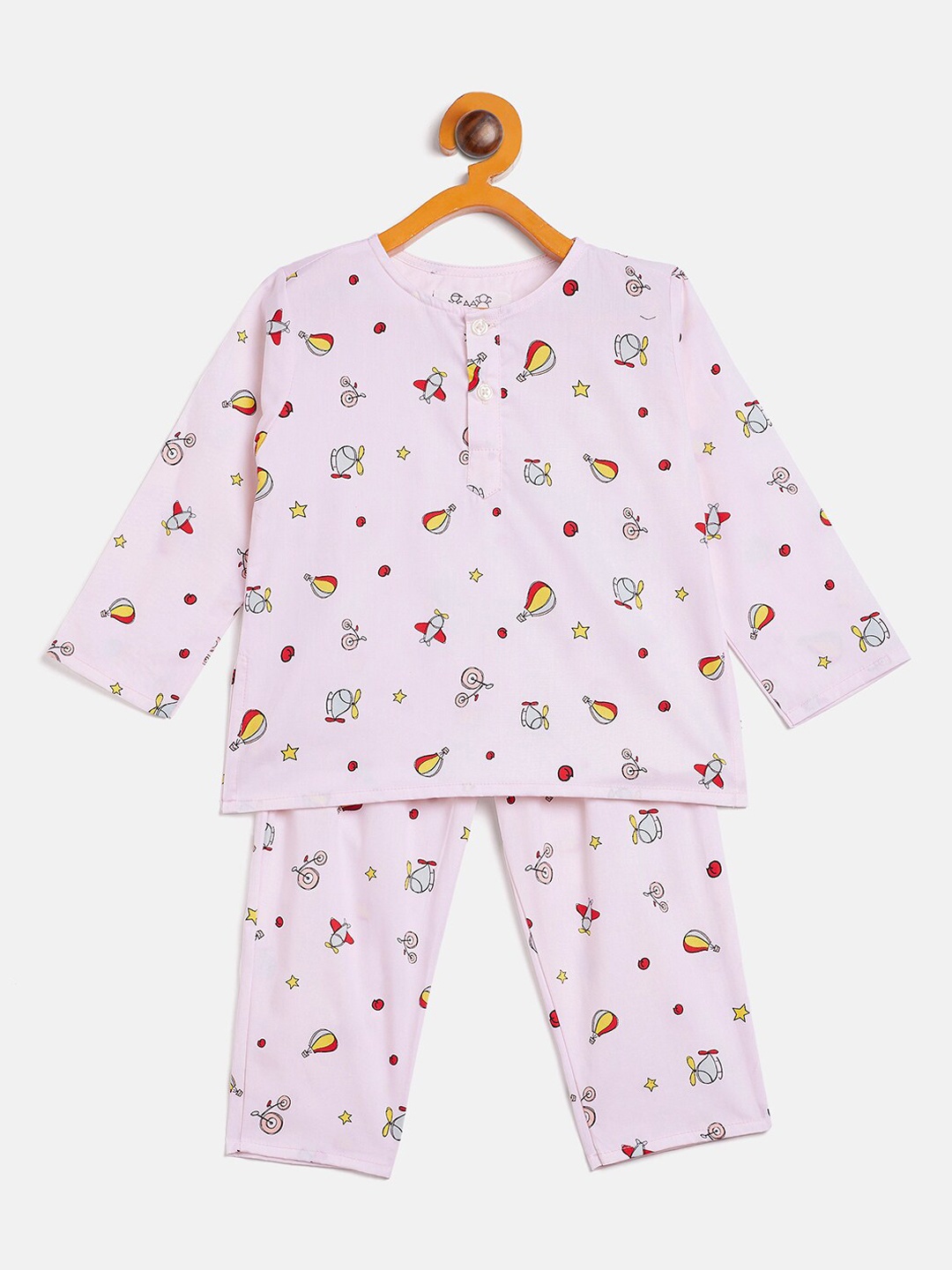 

JWAAQ Infants Kids Conversational Printed Pure Cotton Night suit, Pink