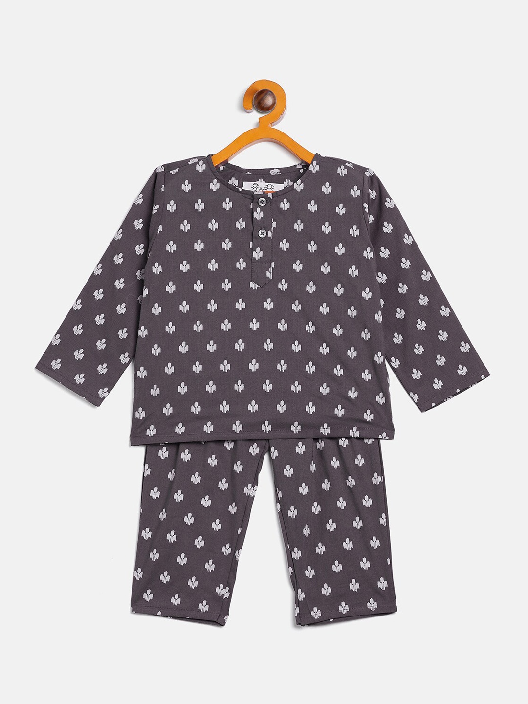 

JWAAQ Infants Kids Conversational Printed Pure Cotton Night suit, Grey