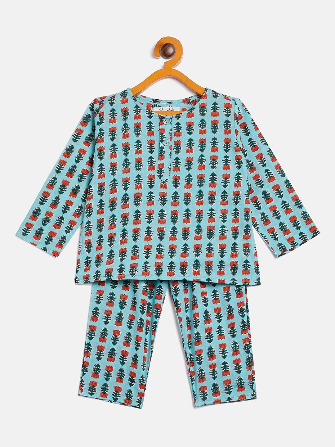 

JWAAQ Infants Kids Conversational Printed Pure Cotton Night suit, Teal