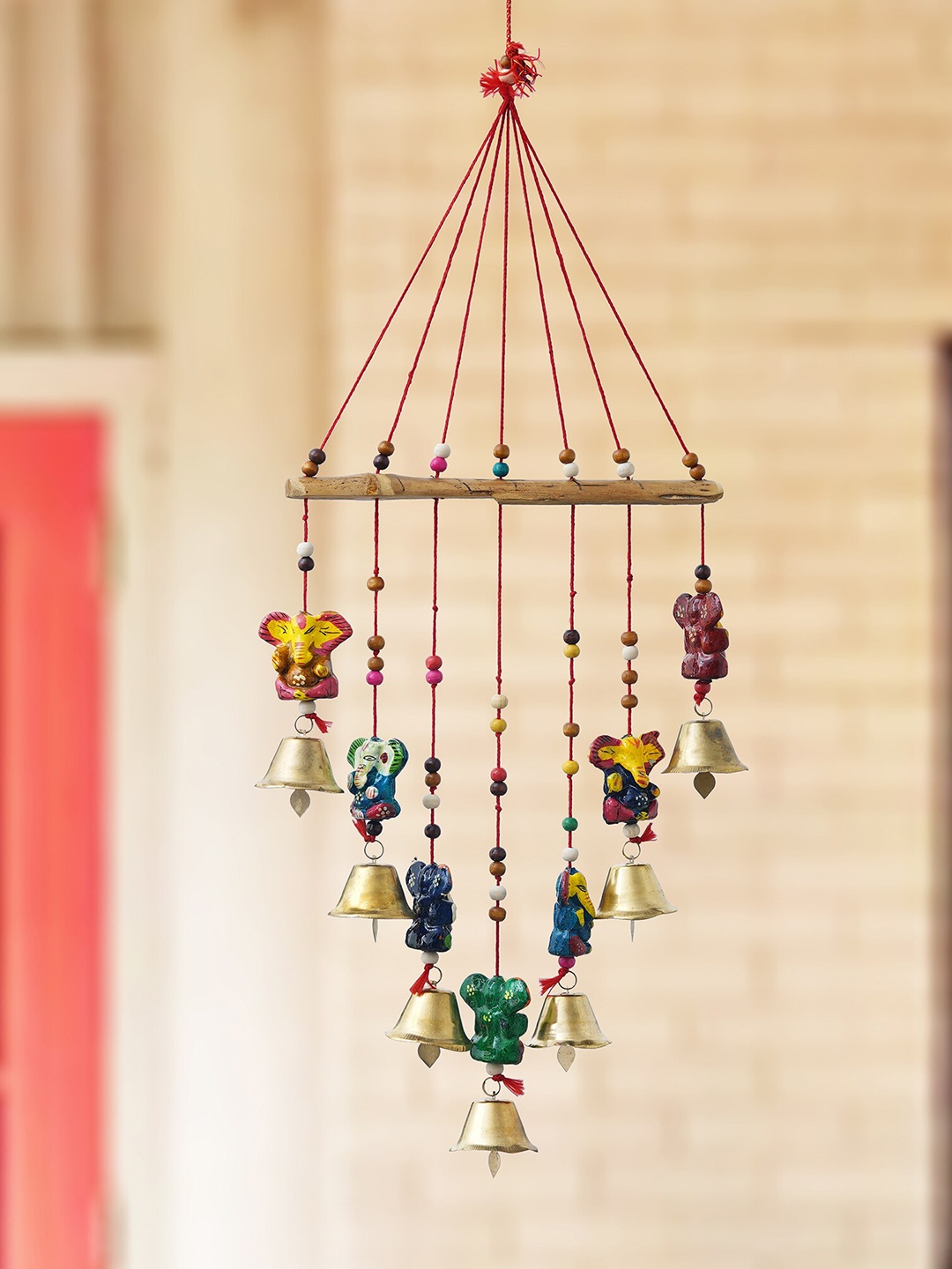 

Fashion Bizz Golden & Brown Ganesh With Bells Windchimes, Gold