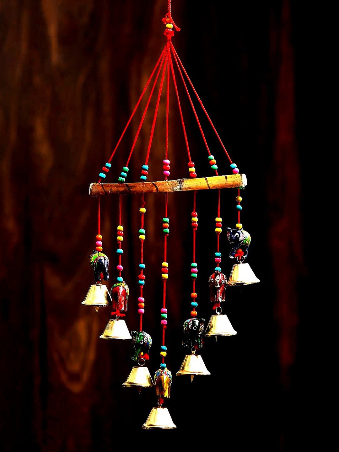 

Fashion Bizz Multicoloured Elephants With Bells Windchimes, Multi