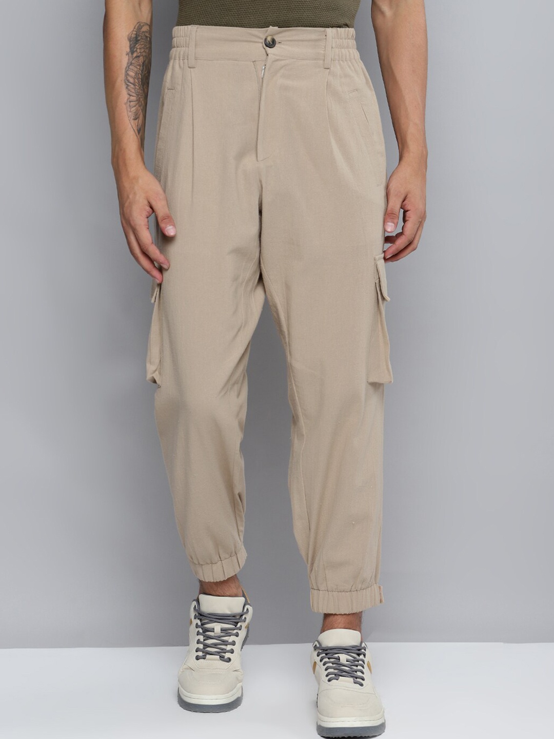 

Kook N Keech Men Beige Relaxed Loose Fit Cotton Joggers