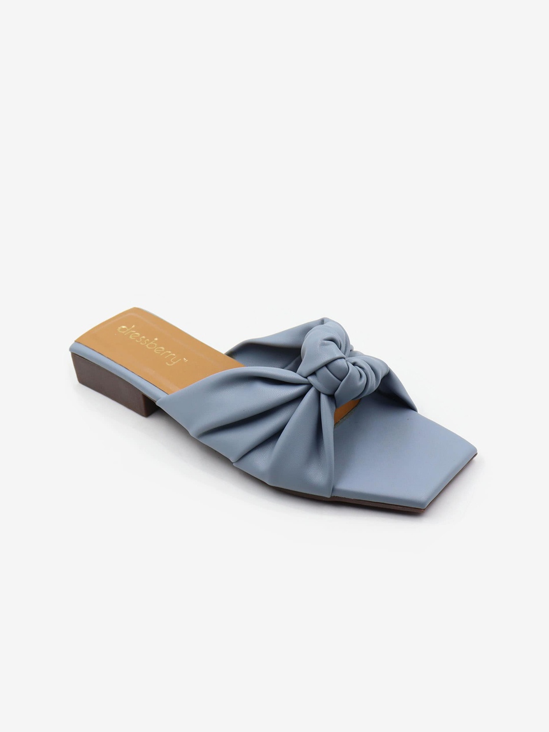 

DressBerry Blue Knotted Strap Open Toe Flats