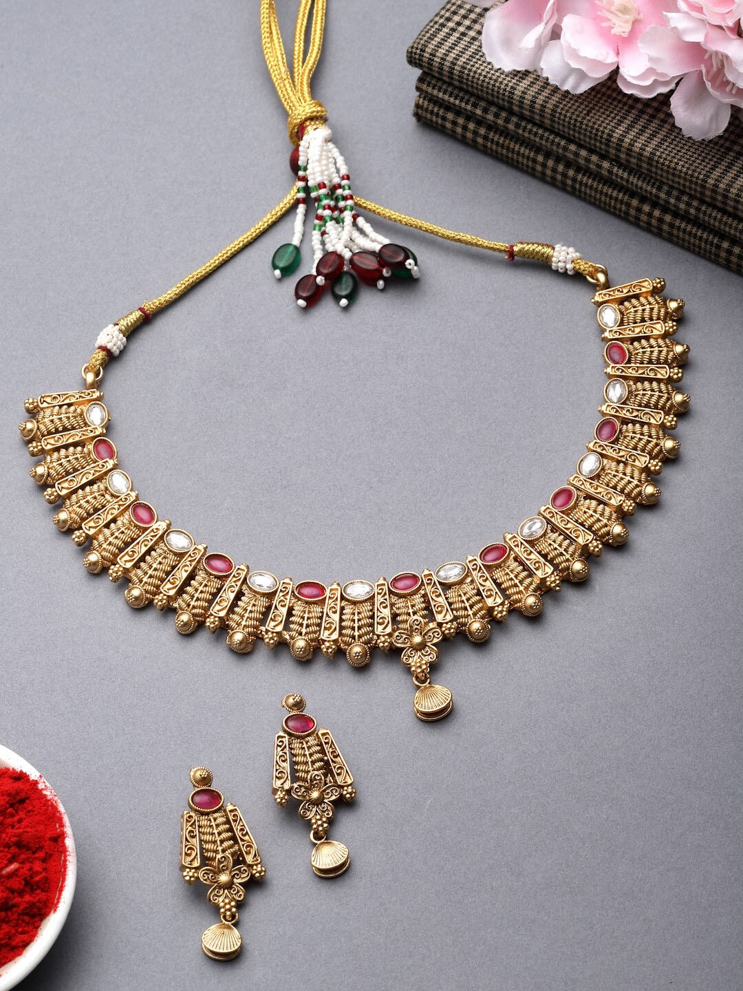 

Arrabi Gold-Plated CZ-Studded Necklace & Earrings Set