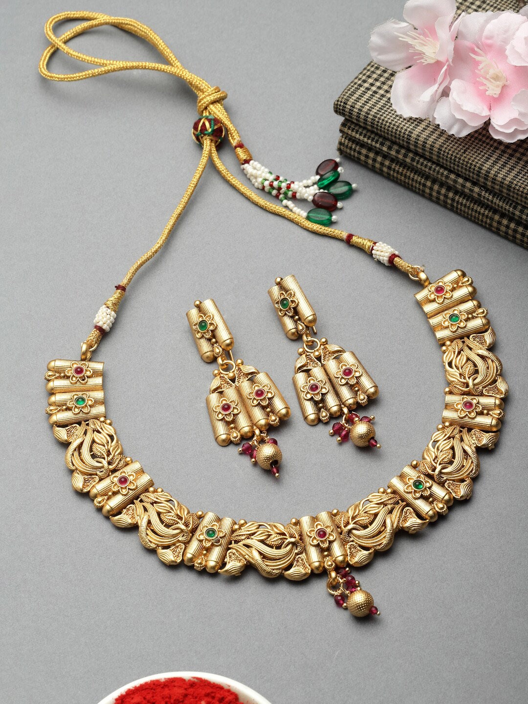 

Arrabi Gold-Plated CZ-Studded Necklace & Earrings Set