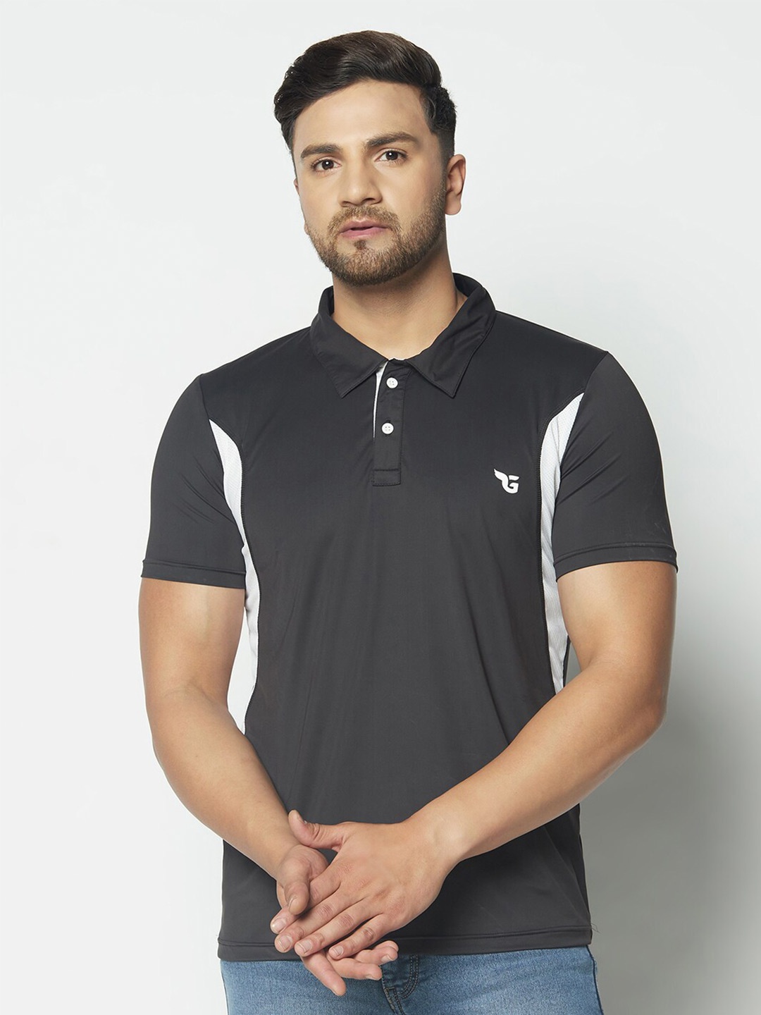 

GLITO Polo Collar Short Sleeves Casual T-Shirt, White