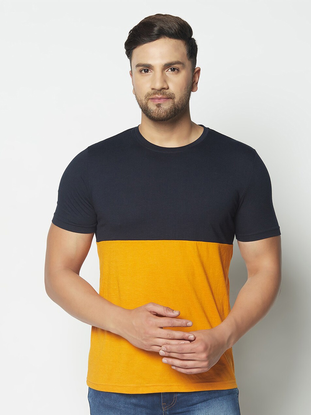 

GLITO Colourblocked Cotton T-shirt, Yellow