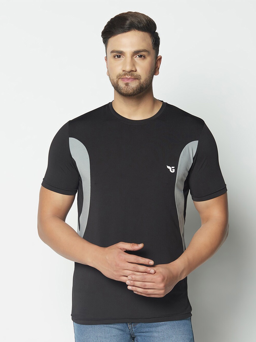 

GLITO Colourblocked Cotton T-Shirt, Grey