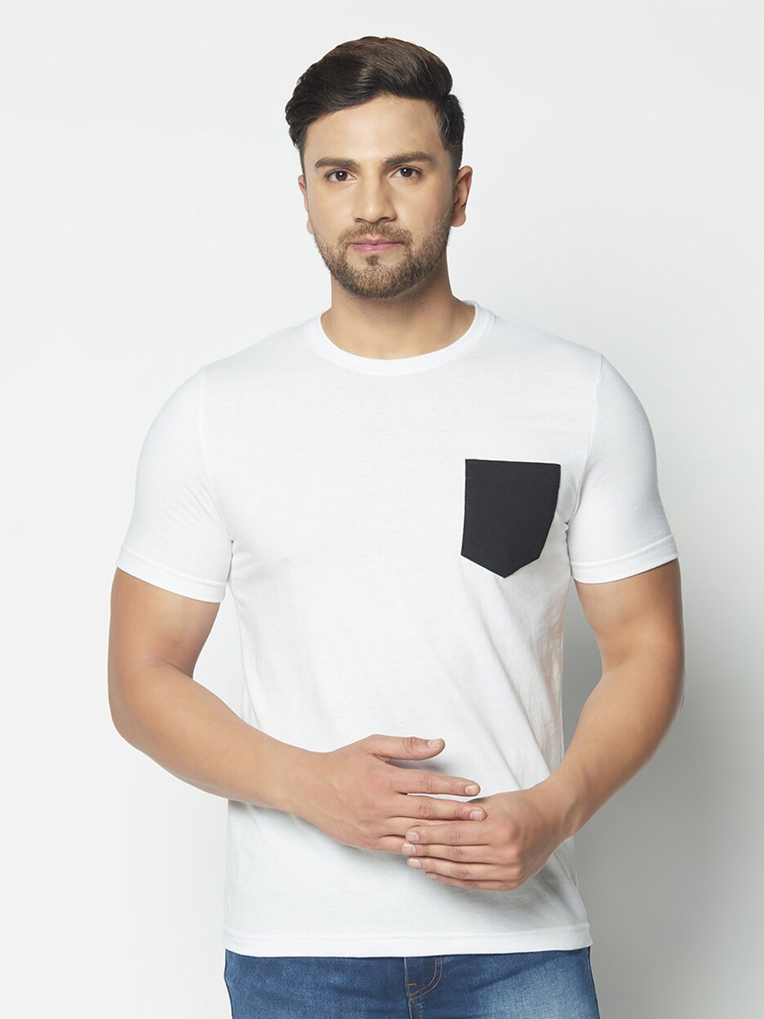 

GLITO Round Neck Cotton T-Shirt, Black