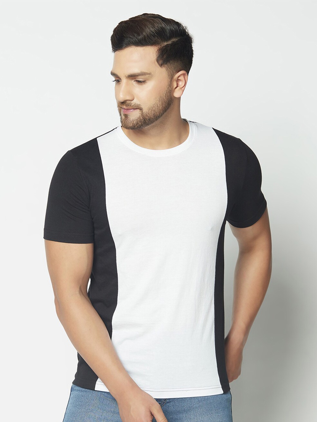 

GLITO Colourblocked Cotton T-Shirt, Black