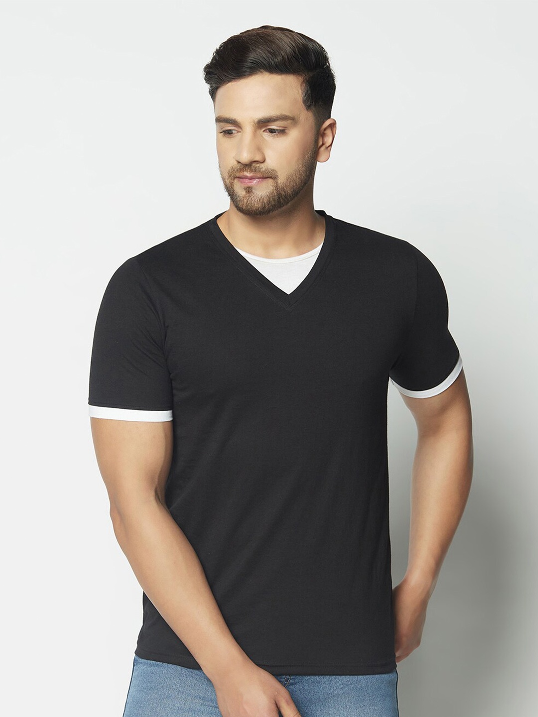 

GLITO V-Neck Cotton T-Shirt, White