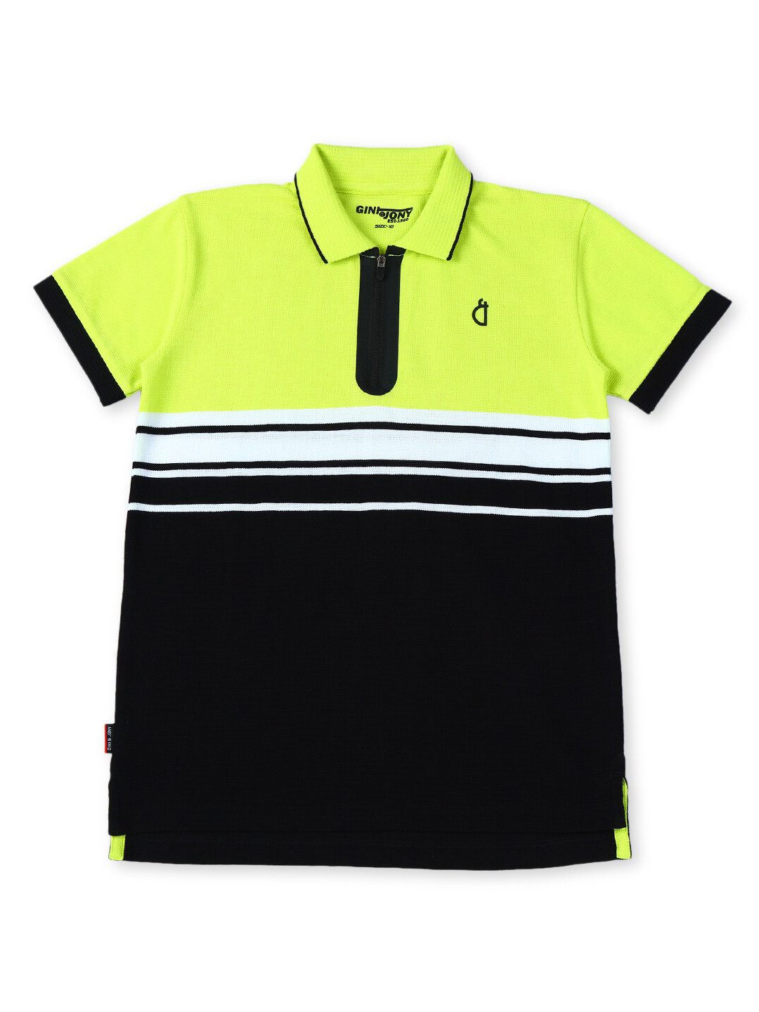 

Gini and Jony Boys Colourblocked Polo Collar Pure Cotton T-Shirt, Black