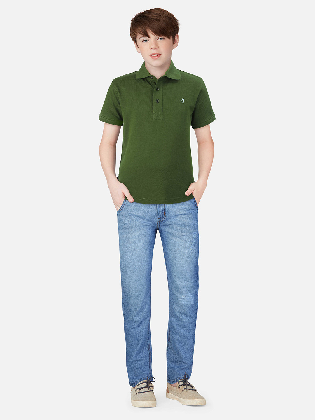 

Gini and Jony Boys Polo Collar Pure Cotton T-Shirt, Olive
