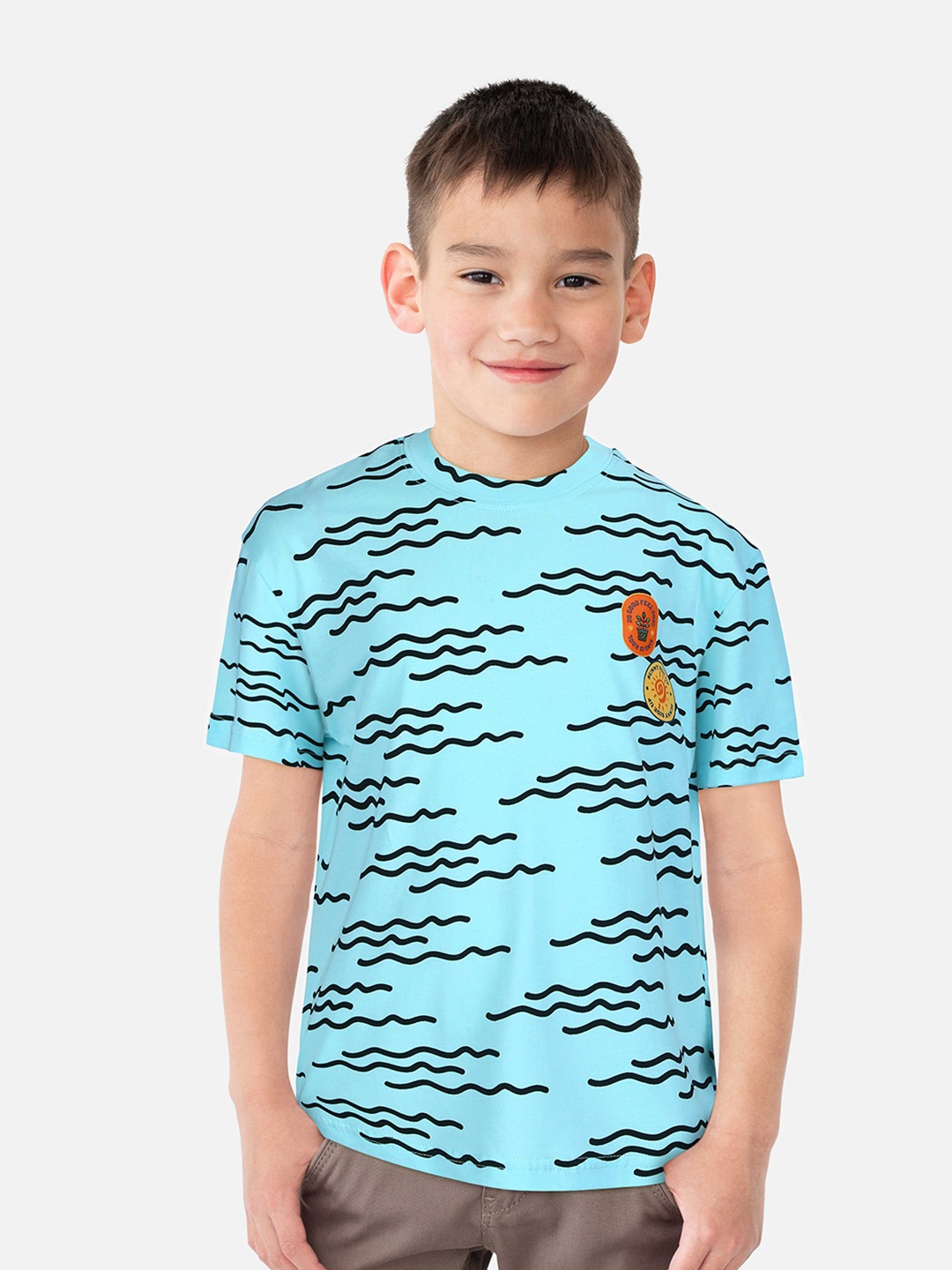 

Gini and Jony Boys Abstract Printed Cotton T-shirt, Blue