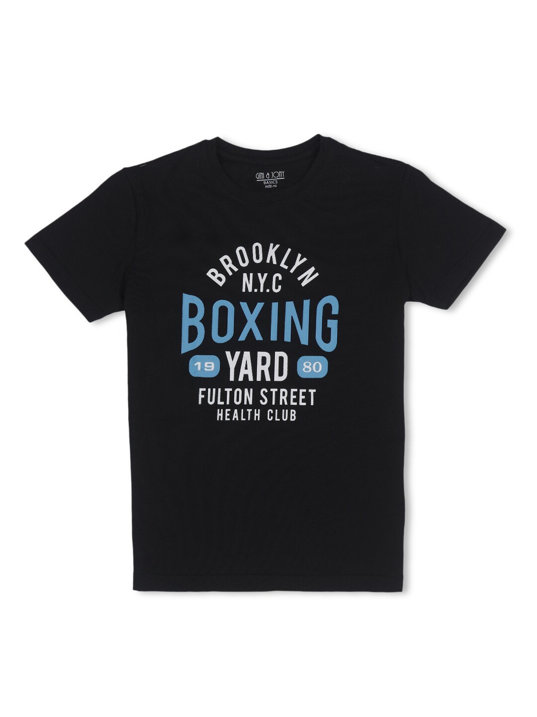 

Gini and Jony Boys Typography Printed Cotton T-Shirt, Black