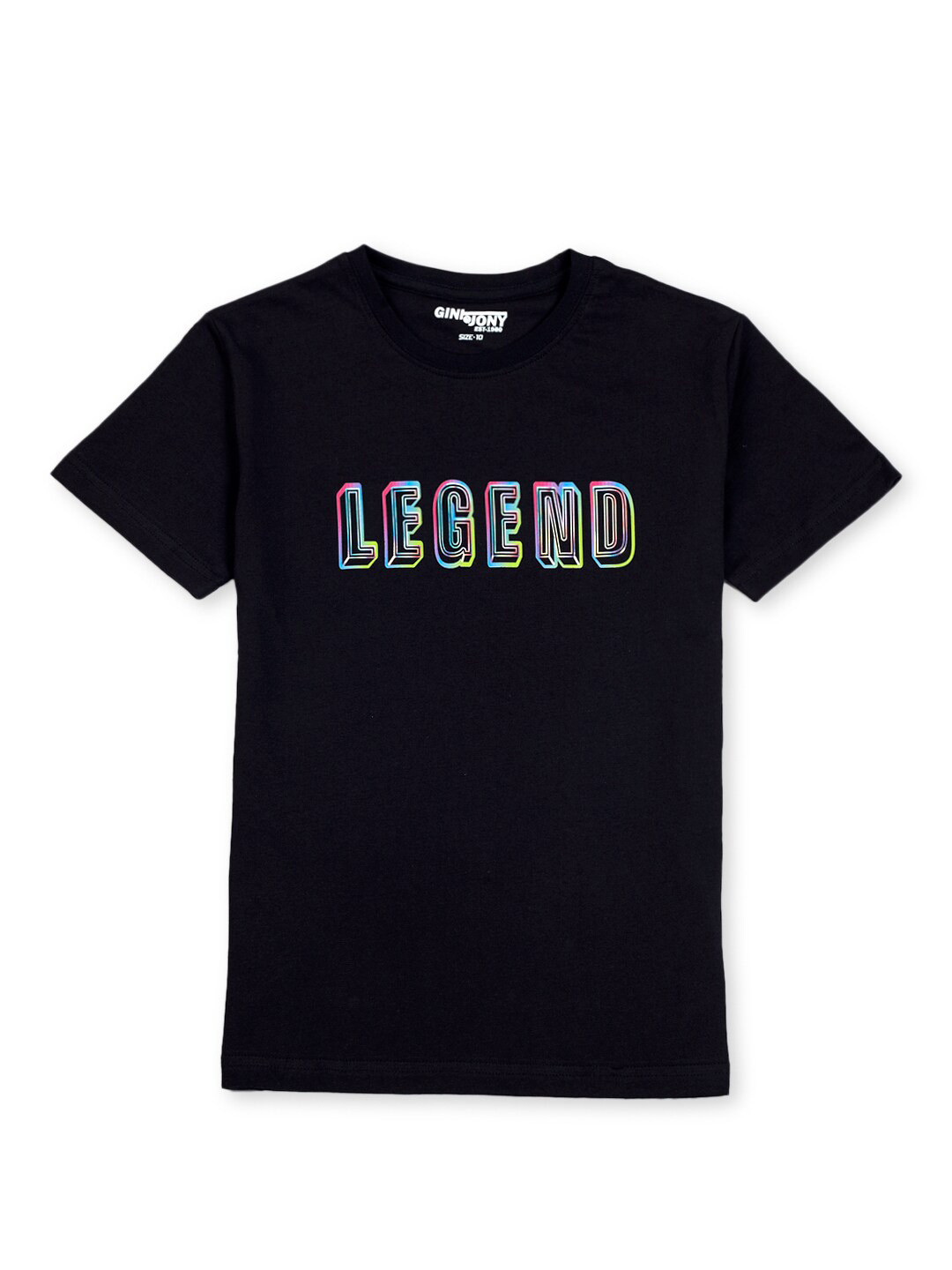 

Gini and Jony Boys Typography Printed Cotton T-shirt, Black