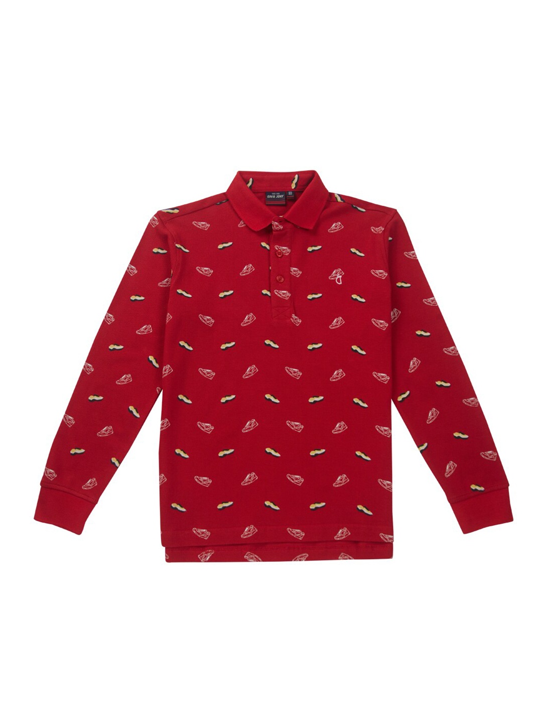 

Gini and Jony Infant Boys Printed Polo Collar Pure Cotton T-shirt, Red