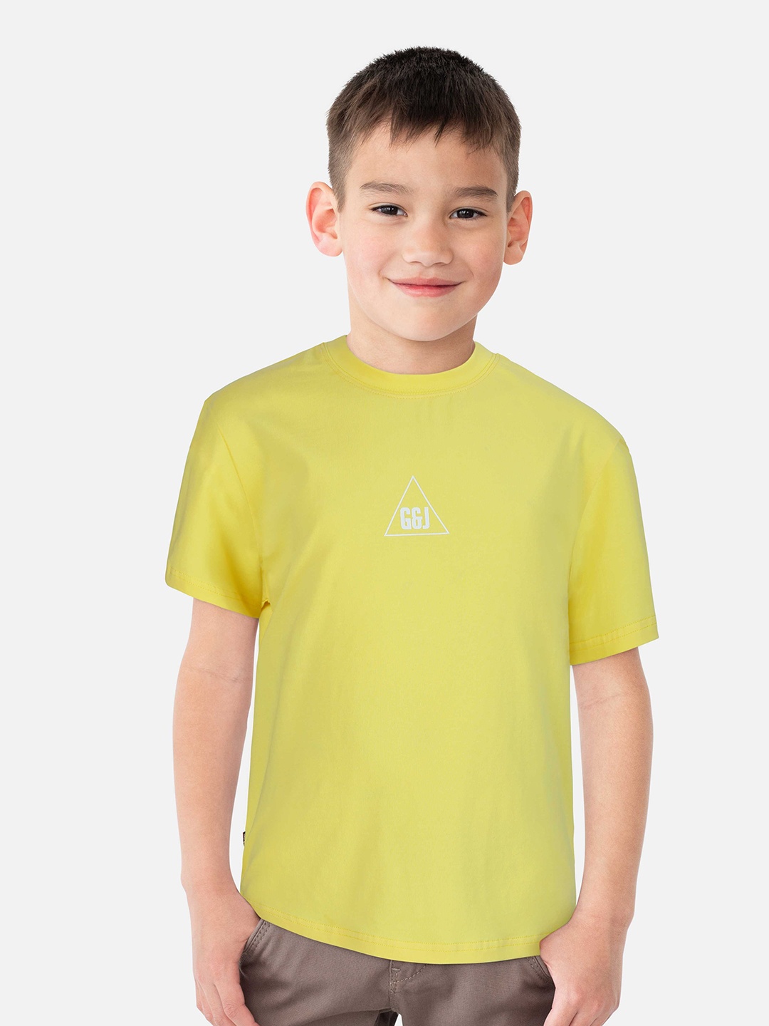 

Gini and Jony Boys Round Neck Cotton Casual T-Shirt, Yellow