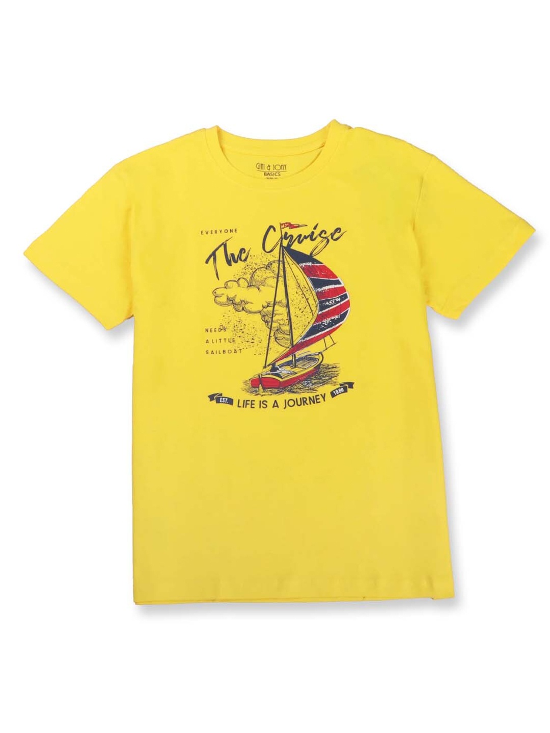 

Gini and Jony Boys Graphic Printed Cotton T-Shirt, Yellow