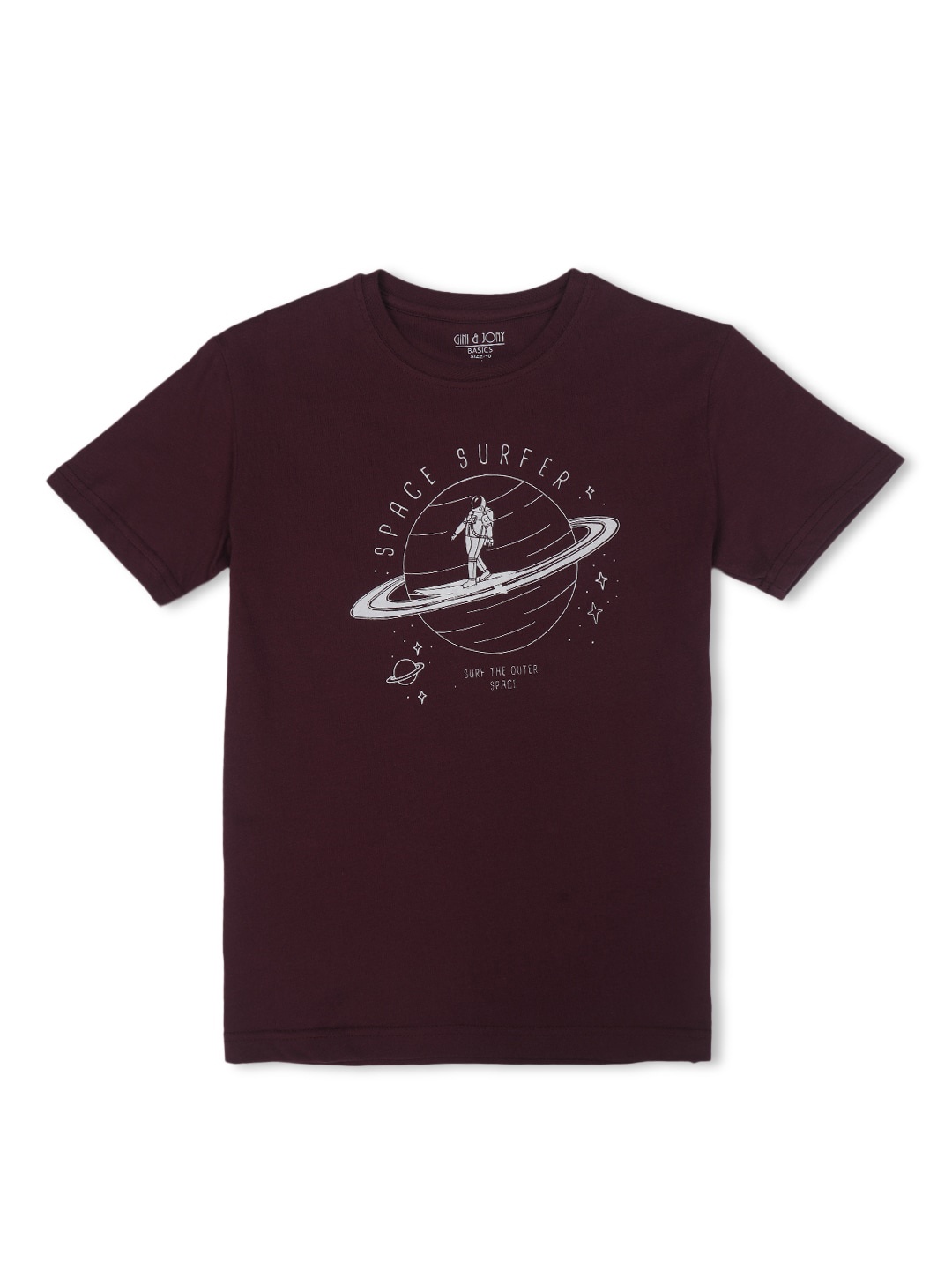 

Gini and Jony Boys Graphic Printed Cotton T-Shirt, Maroon