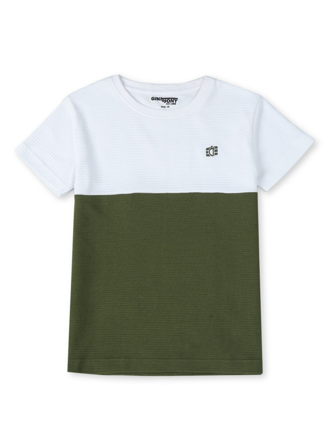 

Gini and Jony Boys Colourblocked Cotton T-shirt, Olive