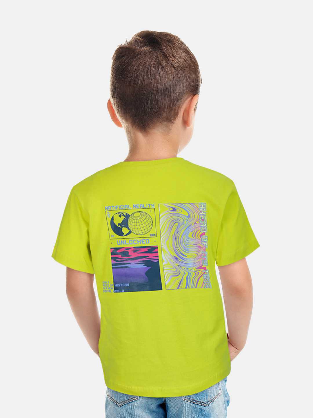 

Gini and Jony Boys Graphic Printed Cotton T-shirt, Green