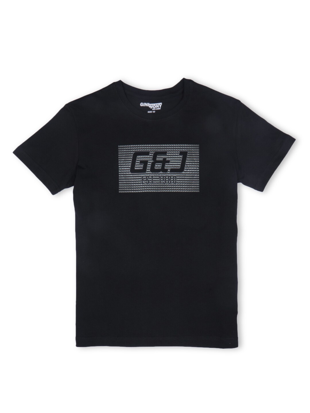 

Gini and Jony Boys Typography Printed Cotton T-shirt, Black