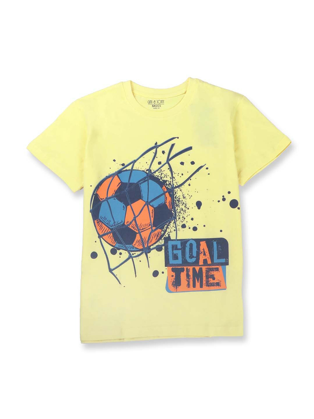 

Gini and Jony Boys Graphic Printed Cotton T-Shirt, Yellow