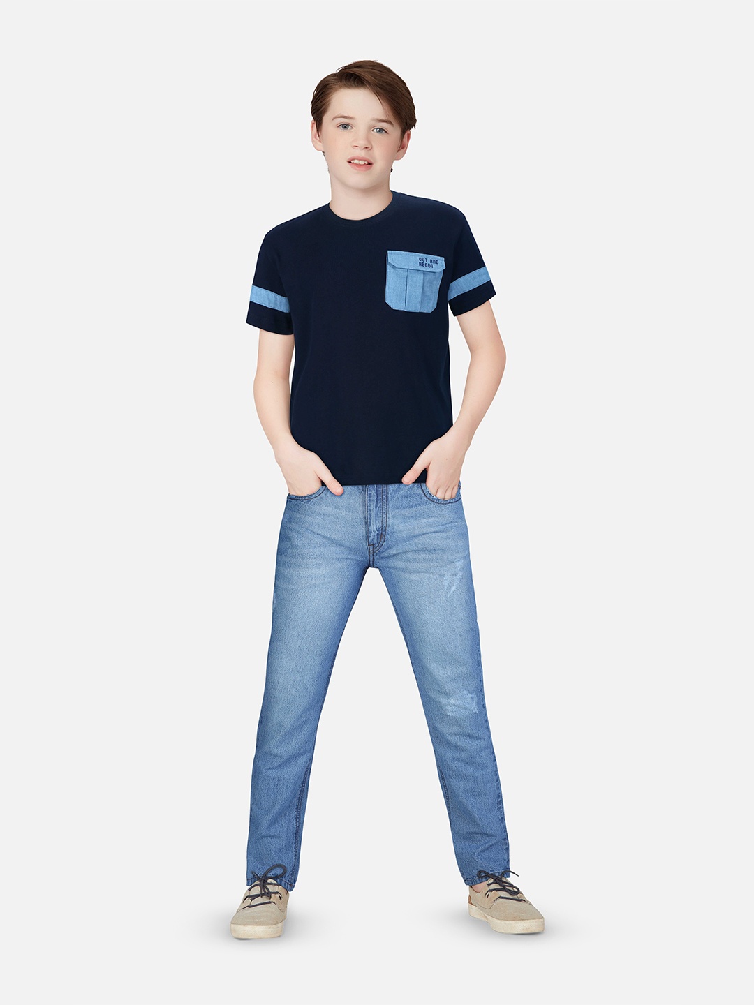 

Gini and Jony Boys Round Neck Cotton T-shirt, Navy blue