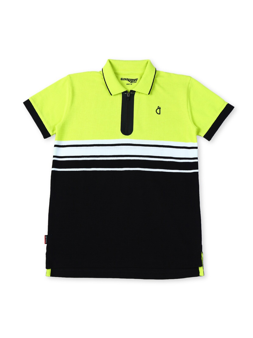 

Gini and Jony Boys Colourblocked Polo Collar Pure Cotton T-Shirt, Black