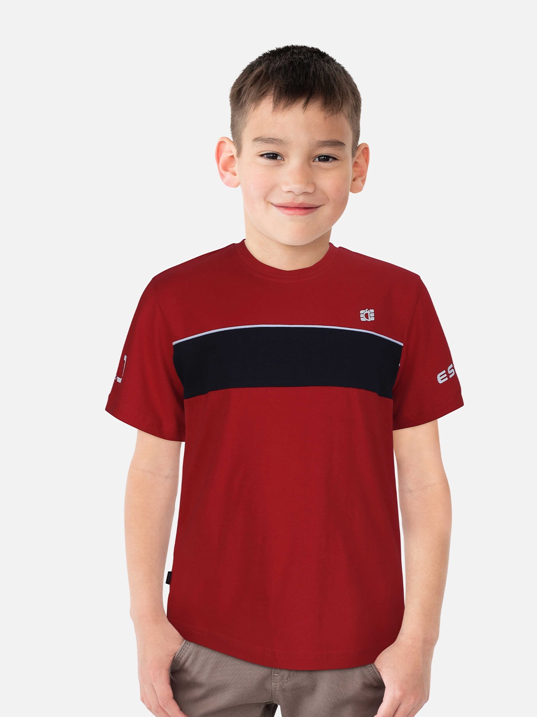 

Gini and Jony Boys Striped Cotton T-shirt, Red