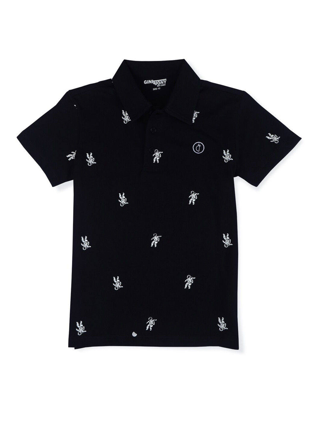 

Gini and Jony Boys Printed Polo Collar Pure Cotton T-shirt, Navy blue
