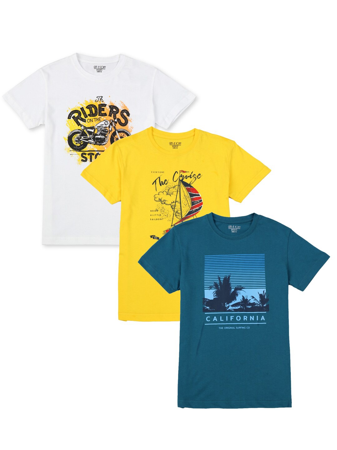

Gini and Jony Boys Pack Of 2 Graphic Printed Cotton T-Shirt, White
