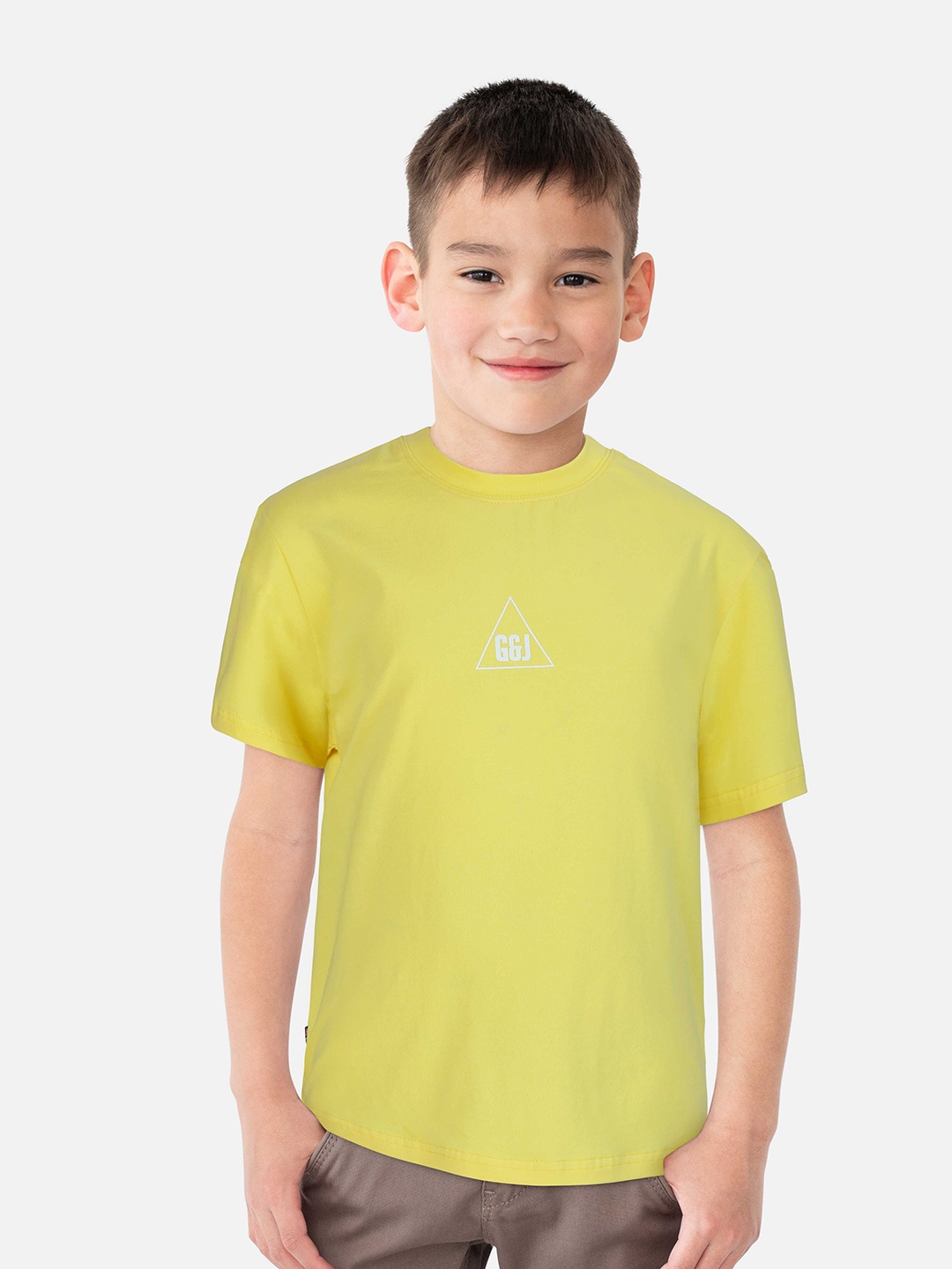 

Gini and Jony Boys Round Neck Cotton T-shirt, Yellow