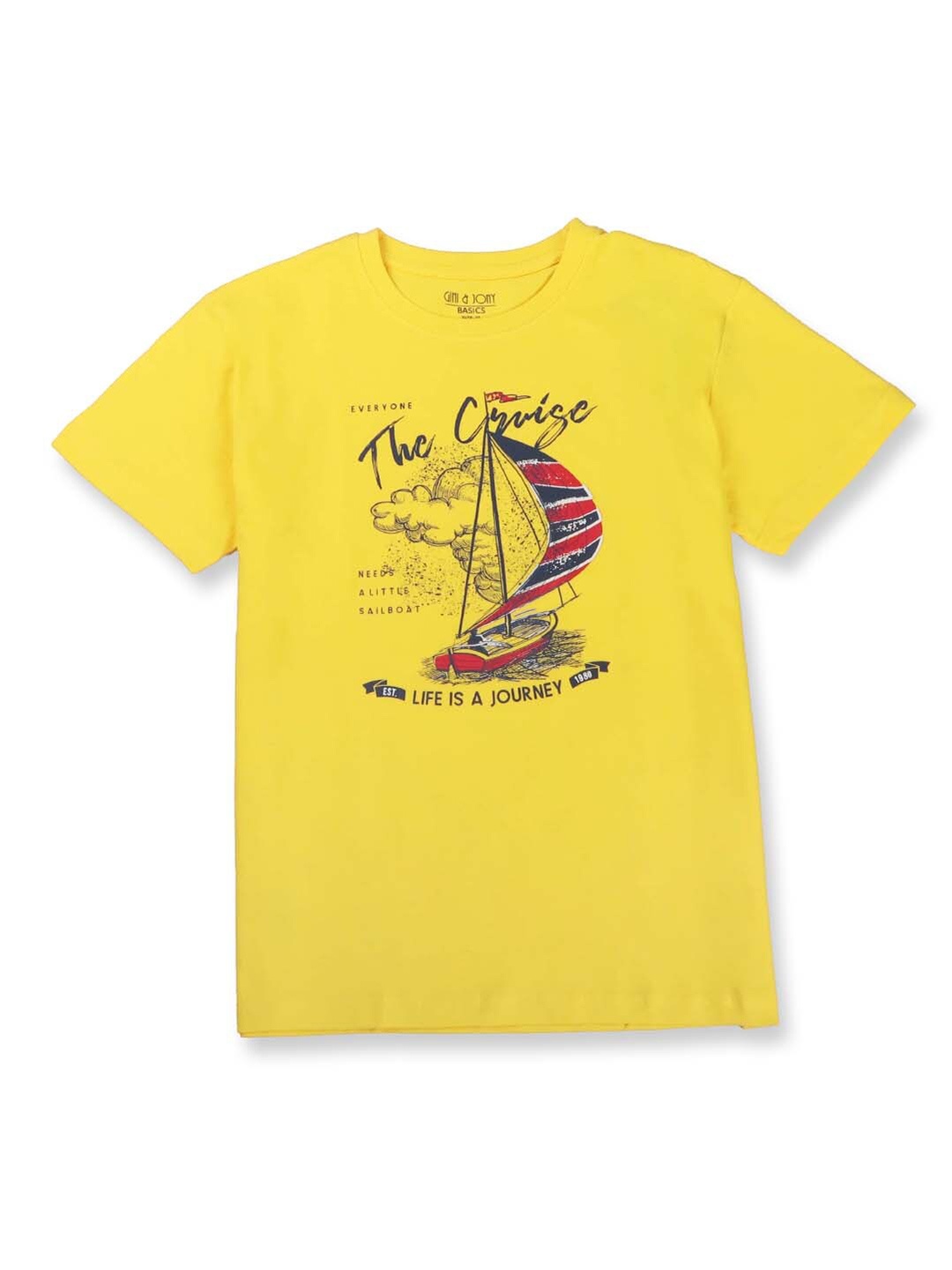 

Gini and Jony Boys Printed Cotton T-shirt, Yellow
