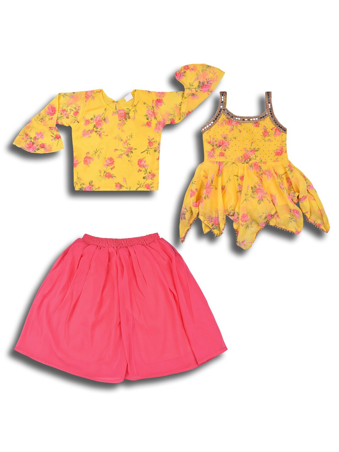 

Wish Karo Girls Floral Printed Top with Shorts, Yellow
