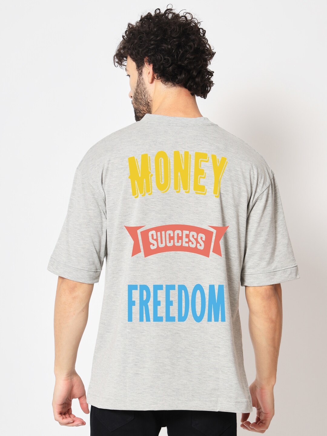 

Imsa Moda Typography Printed Cotton Oversized T-shirt, Grey